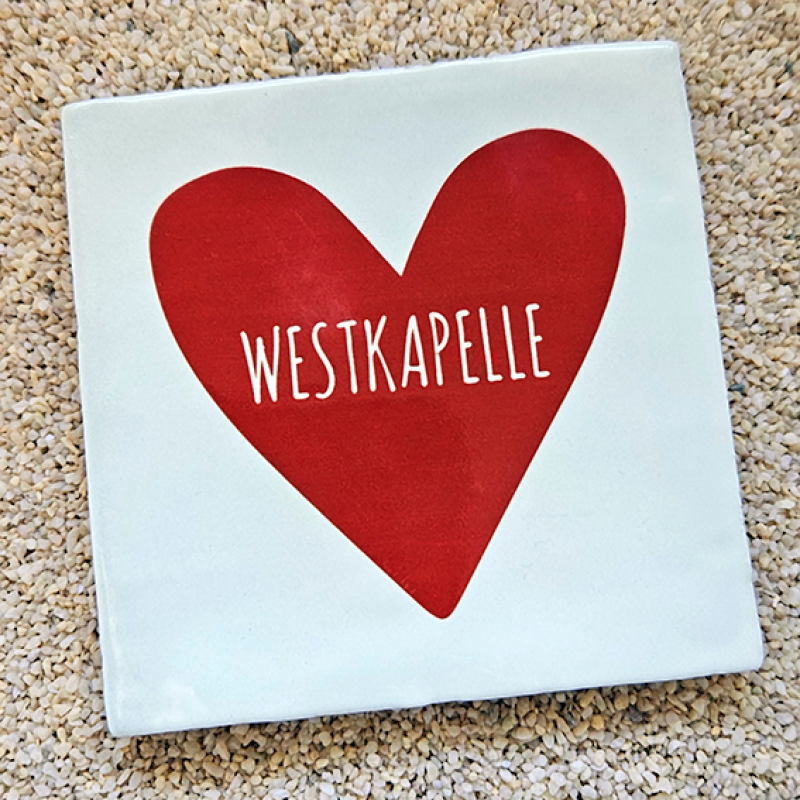 Tegeltje Westkapelle - Groot rood hart