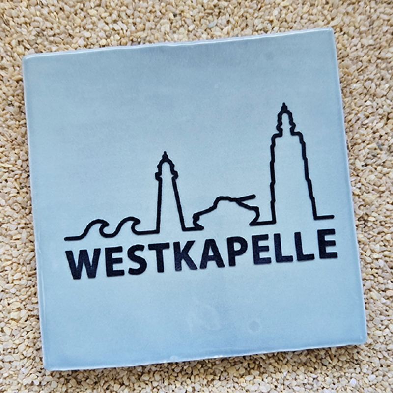 Tegeltje Westkapelle Skyline - Grijs & Donkerblauw