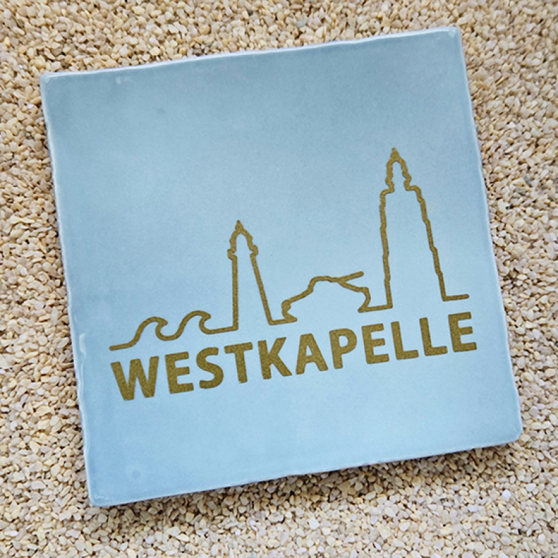 Tegeltje Westkapelle Skyline - Grijs & Goud