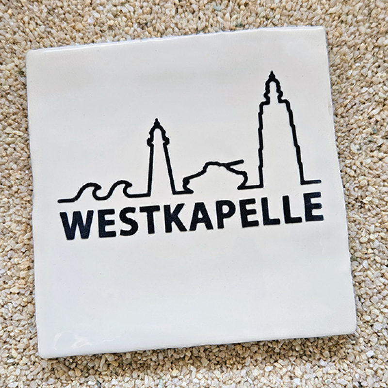Tegeltje Westkapelle Skyline - Wit & Donkerblauw