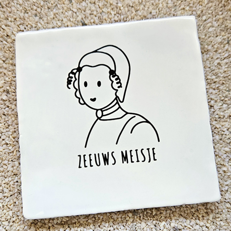 Tegeltje Zeeuws Meisje - Wit